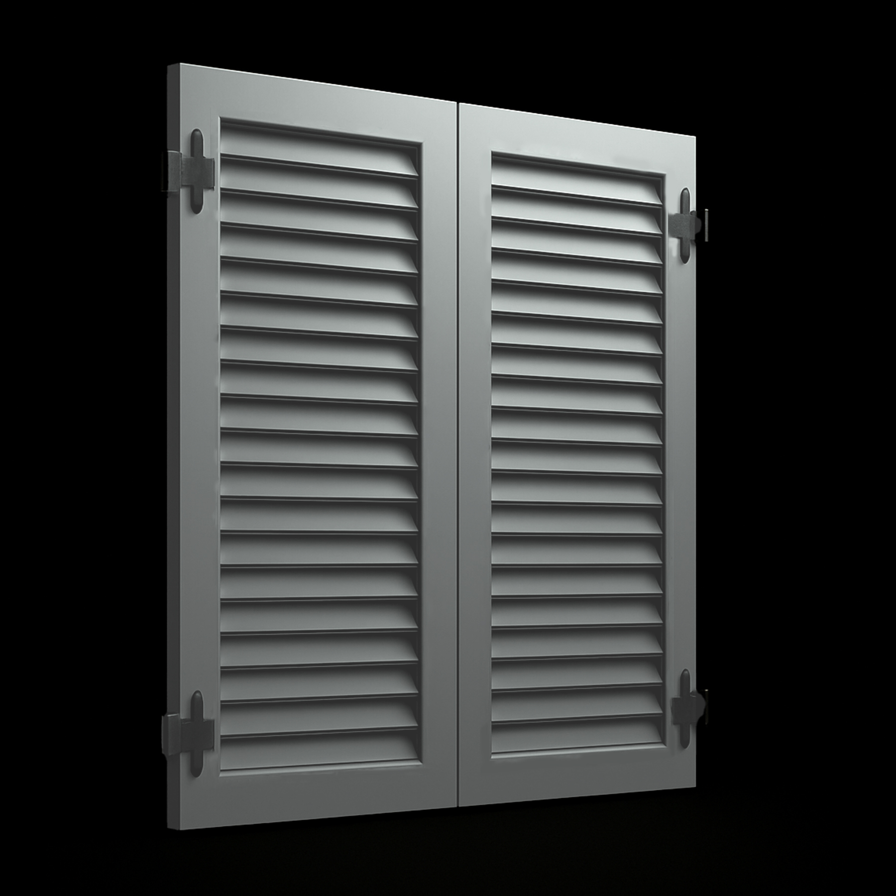 Persiane in alluminio bianche cardine a muro linea Celeste su fondo nero