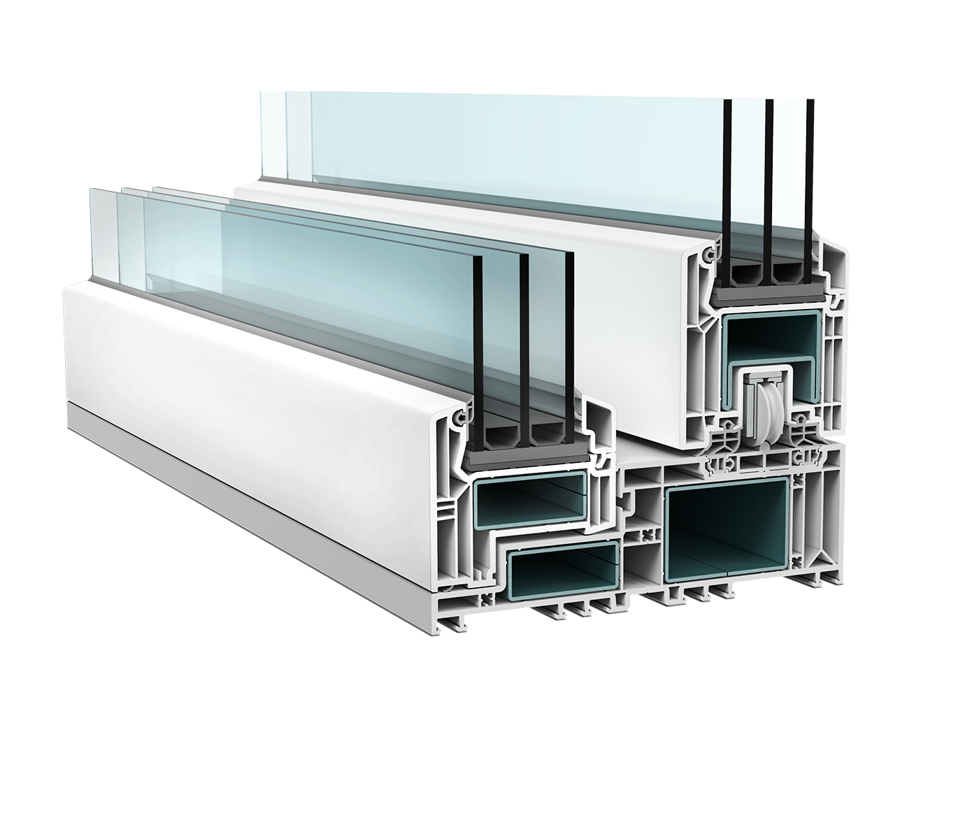 serramento in pvc scorrevoli linea Aurora Vekamotion82 Max bianco